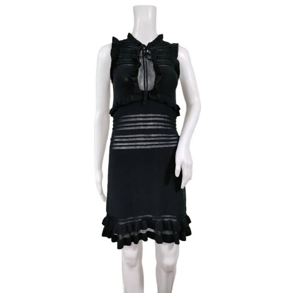 NWT For Love and Lemons Knitz Black knit dress With Sheer Accents S - Picture 6 of 15
